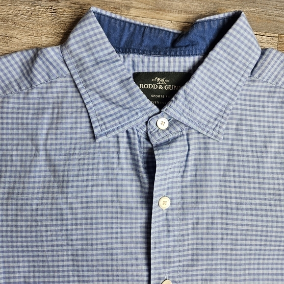 Rodd & Gunn Men's Large Button Down Shirt Sports Fit Blue Micro Plaid - Picture 3 of 8